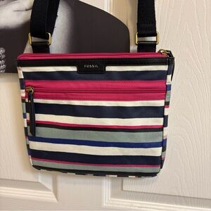 Fossil Eliza Crossbody Coated Canvas Multi-Striped Bag